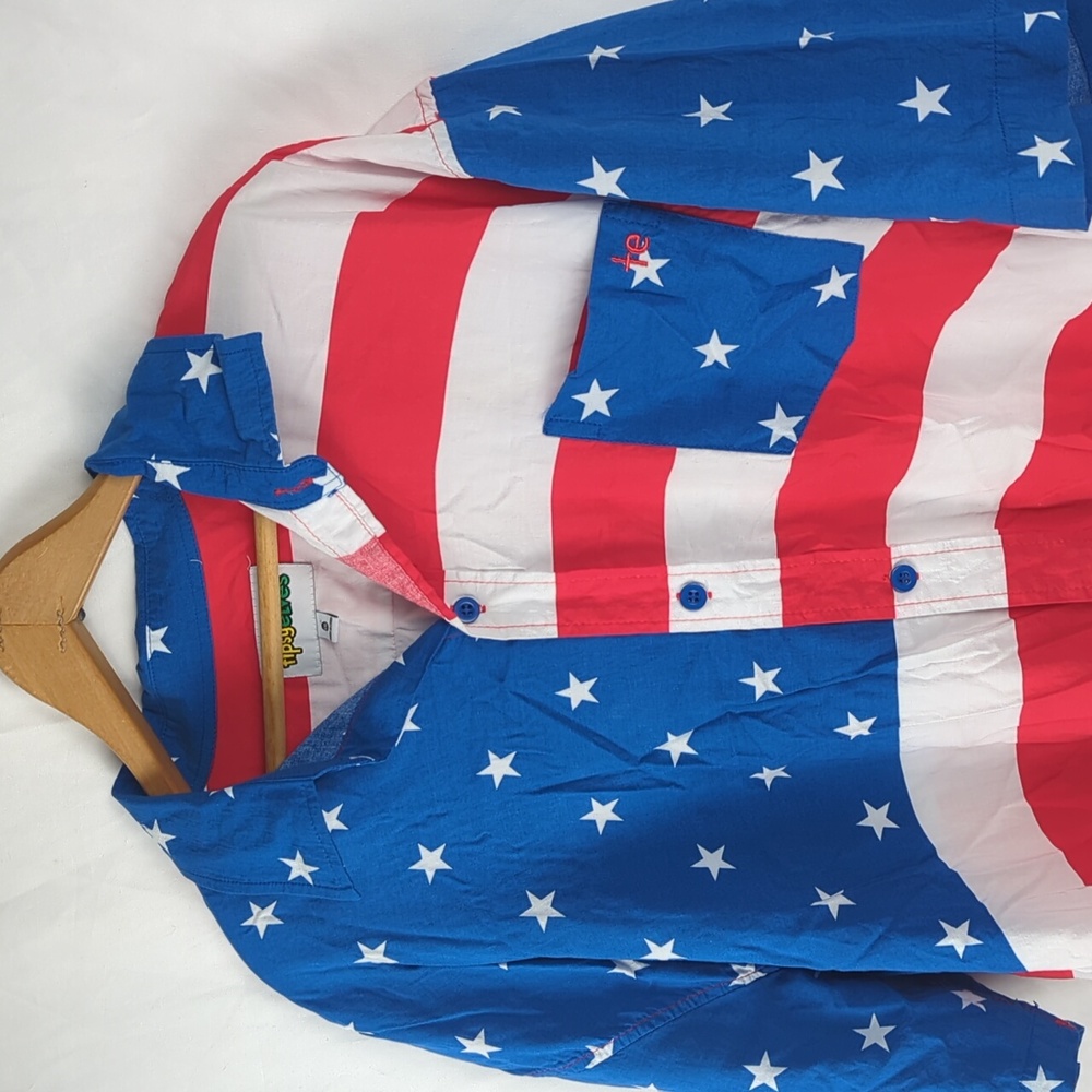 TIPSY ELVES Men's XXL American Flag Button Down Shirt - Picture 4 of 6